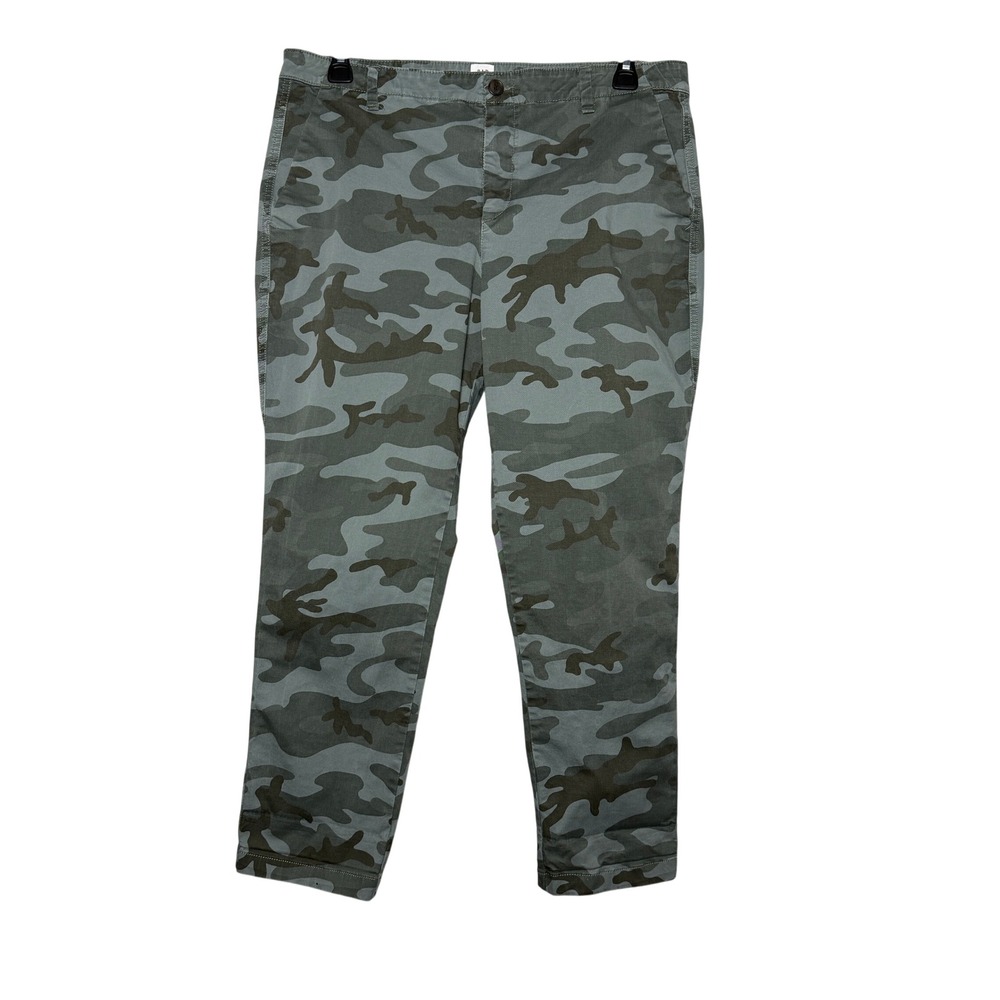 Gap Girlfriend Khaki Pants Womens 14 Green Camo Stretch Ankle Crop Gorpcore